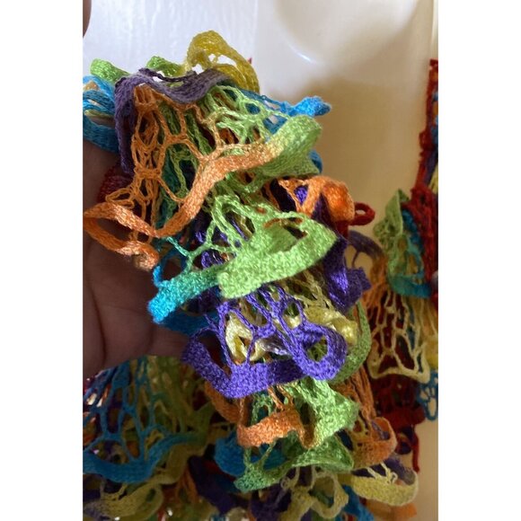 Crochet Scarf Colorful Summer Cotton Bright 5x70 Calypso Floral Flowers - Picture 5 of 10
